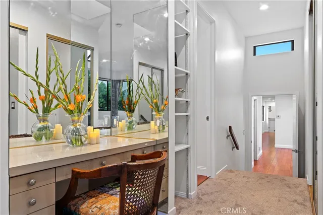 a view of an empty walk in closet