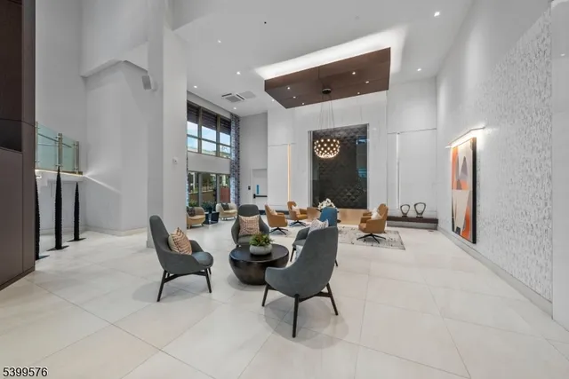 a kitchen with a large window and a table in it