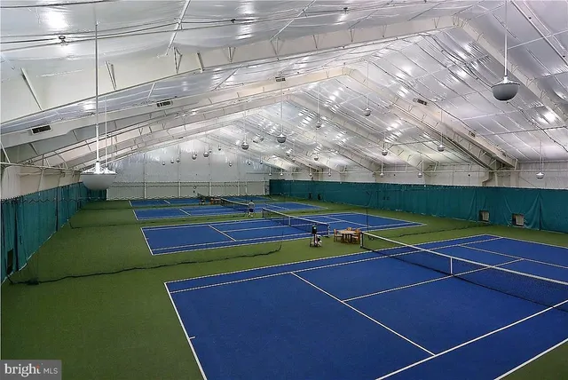 a room with tennis court