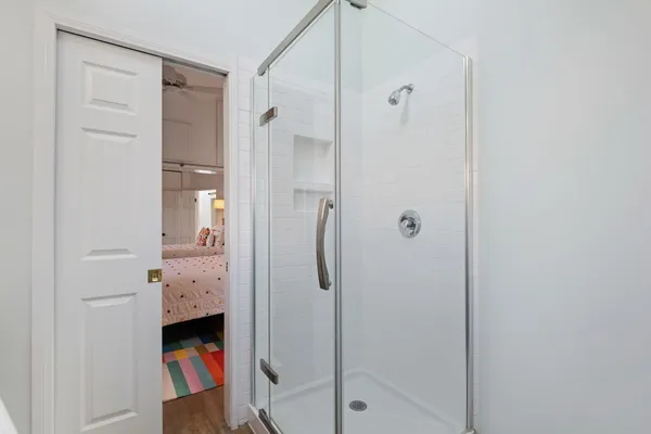a bathroom with a shower