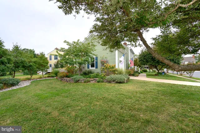 a view of backyard of house with green space