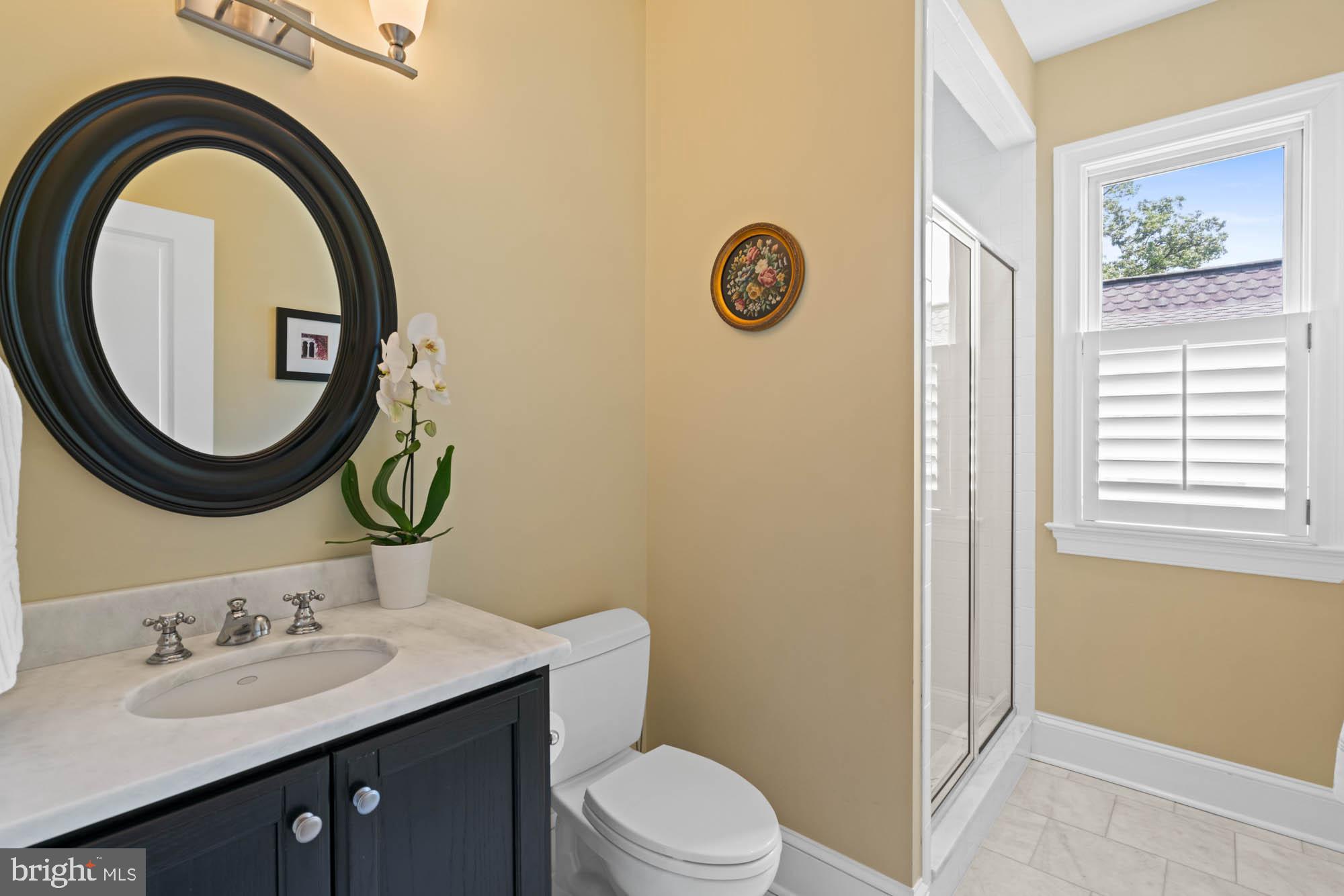 2215 King Place Northwest Washington, DC 20007 - Photo 40 of 58 a bathroom with a sink a mirror and a toilet