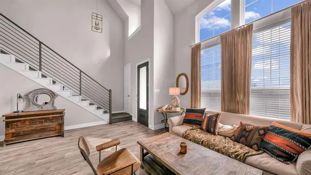 a living room with furniture