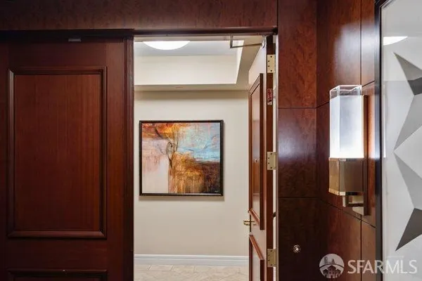 a view of elevator with hallway