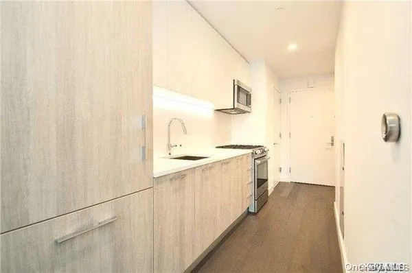 a kitchen with stainless steel appliances a refrigerator and a sink