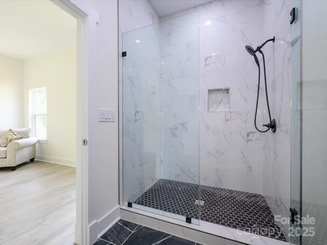 a bathroom with a shower