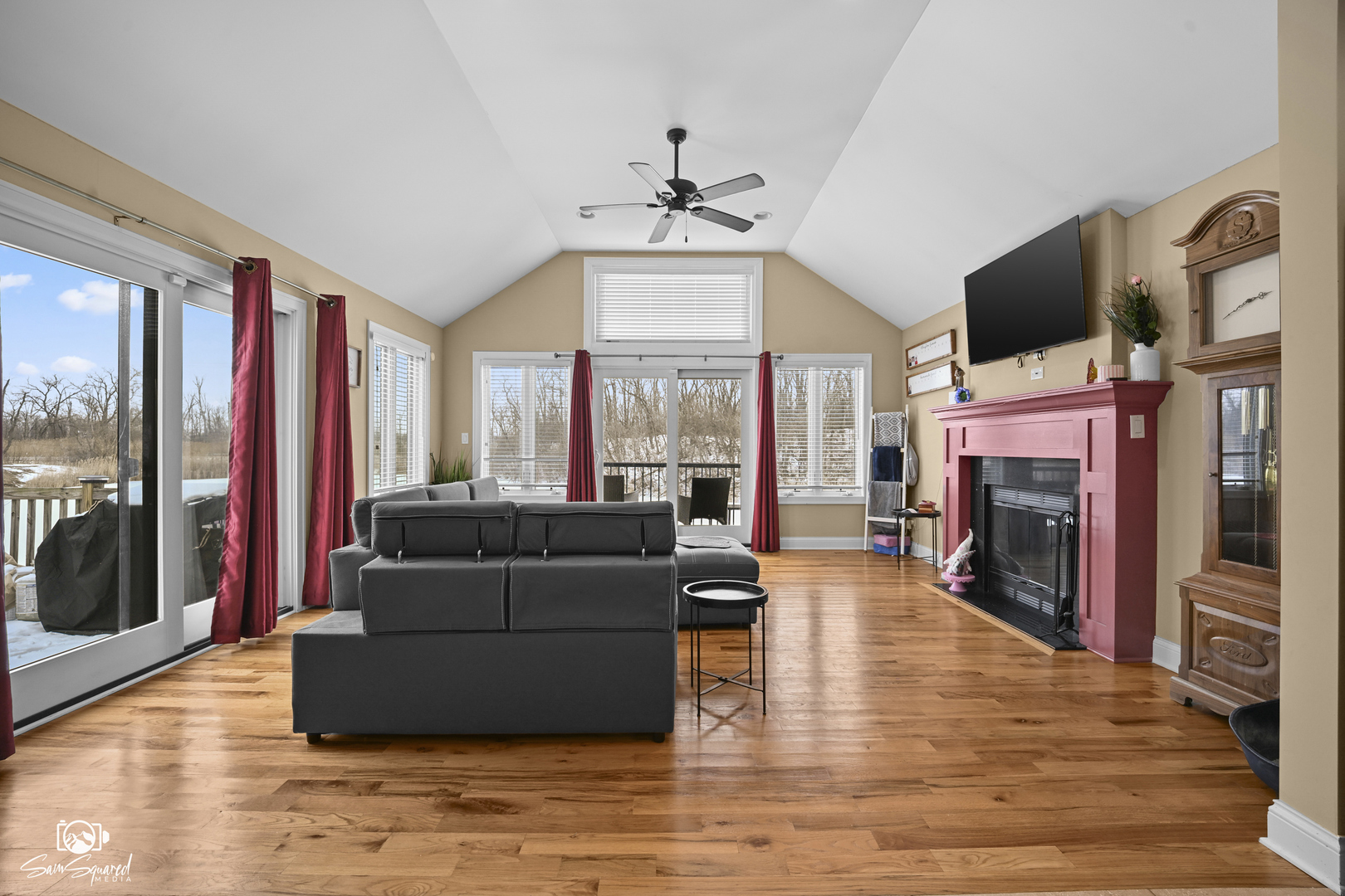 32 Largemouth Lane Wilmington, IL 60481 - Photo 20 of 45 a living room with fireplace furniture and a flat screen tv