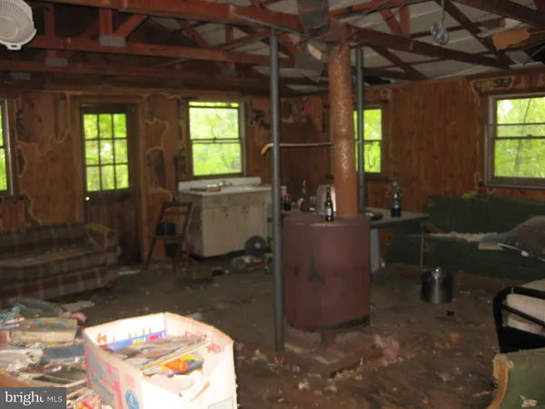 a backyard of a house with lots of plants and trees