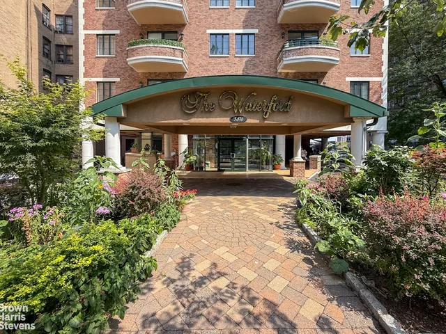 a front view of a multi story building