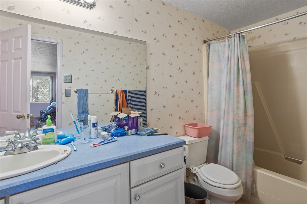 255 North Road, Unit 172 Chelmsford, MA 01824 - Photo 27 of 29 a bathroom with a sink a toilet and shower curtain