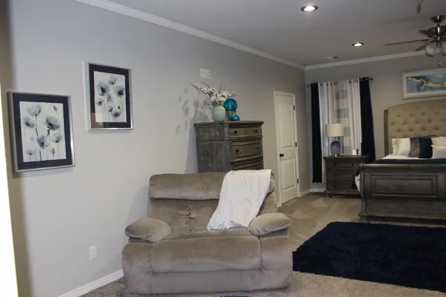 a living room with furniture and a couch