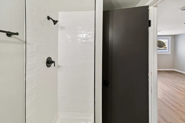 a bathroom with a shower