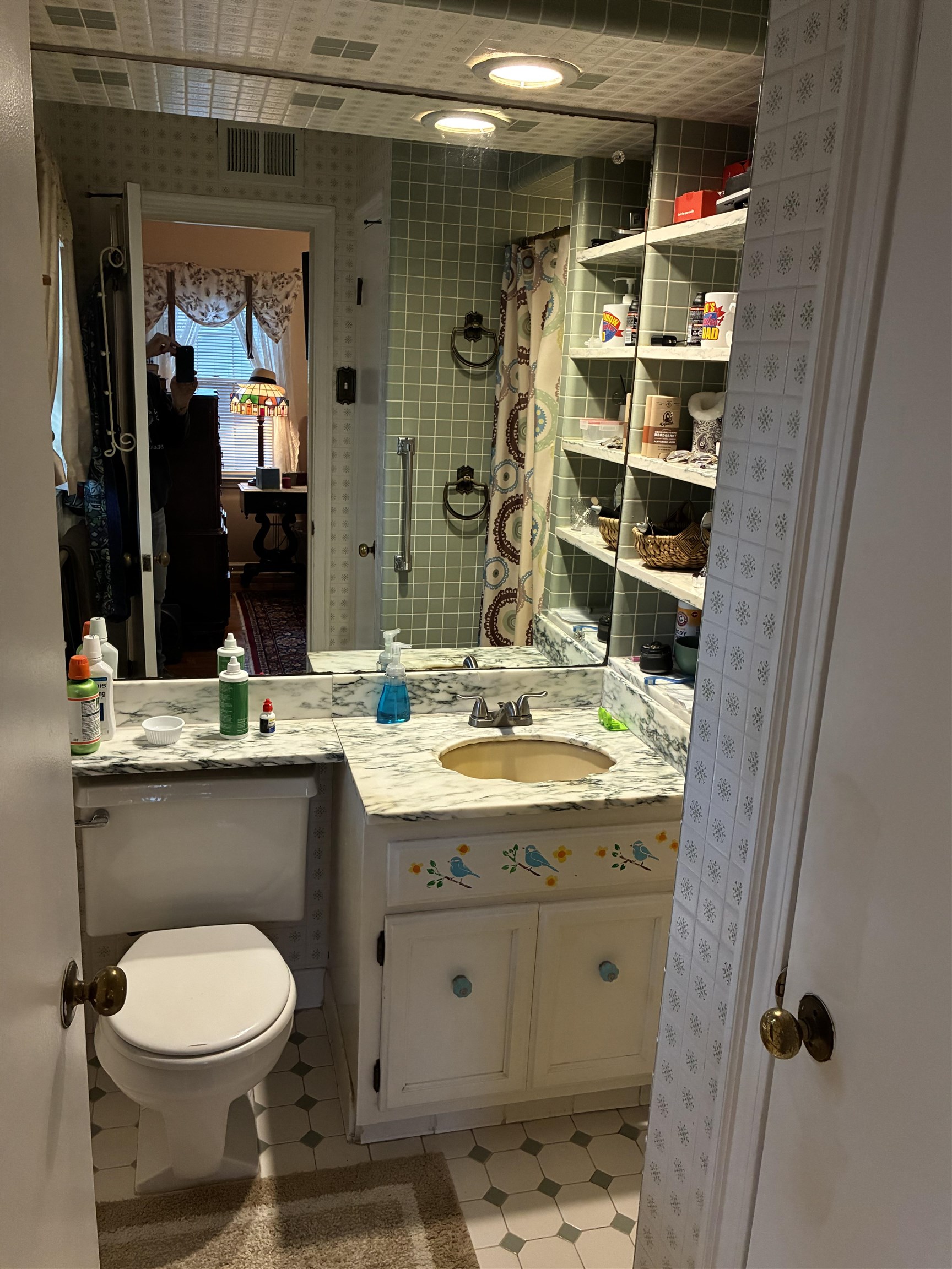 3194 Lammermuir Road Memphis, TN 38128 - Photo 19 of 40 Bathroom featuring a vanity with a drop-in sink and a patterned countertop