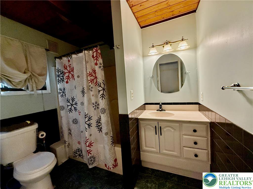 193 Canterbury Road Bushkill, PA 18324 - Photo 8 of 32 a bathroom with a sink a toilet and a shower