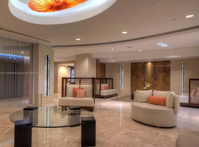 a view of a park with palm trees