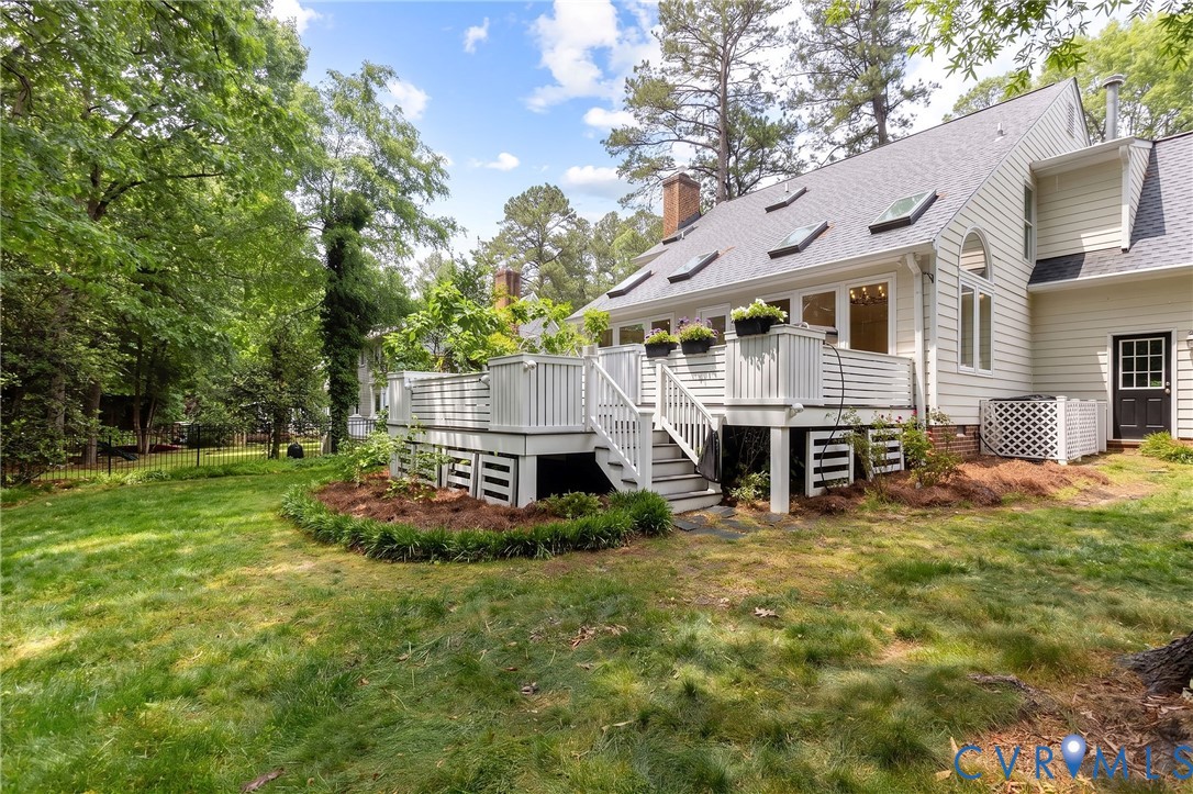 5724 Grove Forest Road Midlothian, VA 23112 - Photo 42 of 47 Expansive outdoor deck with white railings and sta