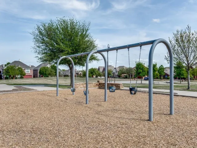 a view of a park with slide