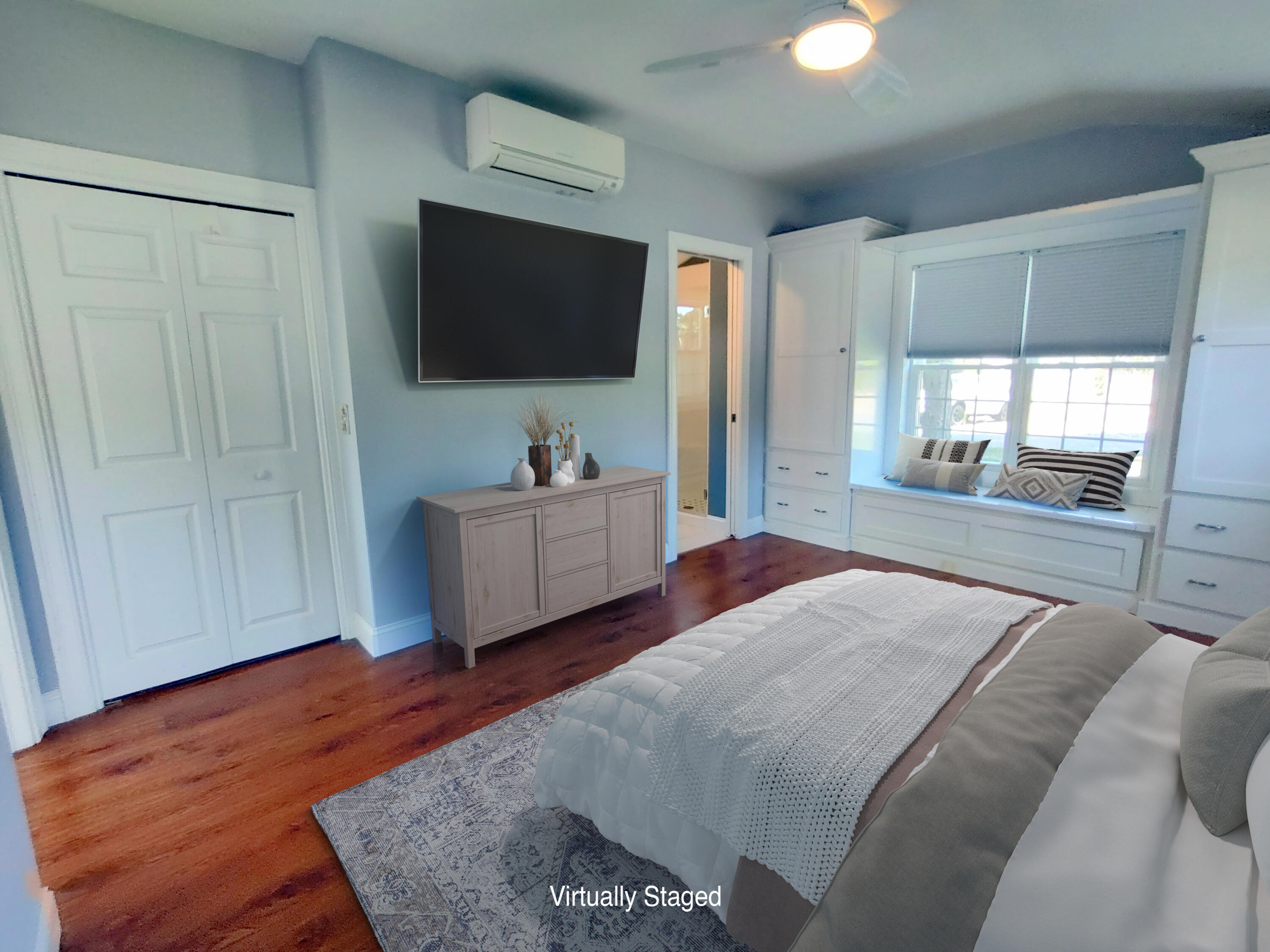 25 Mary-David Road, Unit 50A Yarmouth Port, MA 02675 - Photo 38 of 59 a bedroom with a bed window and flat screen tv