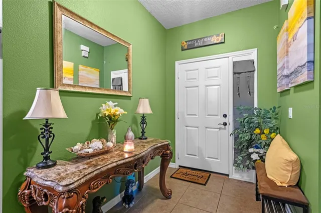 a table and chairs in a room