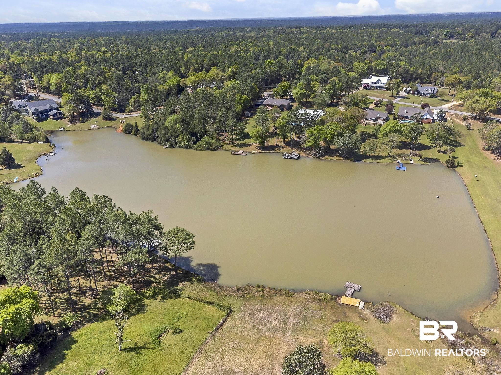 20265 Erin Pond Road Seminole, AL 36574 - Photo 65 of 97 Aerial view with a water view and a view of trees