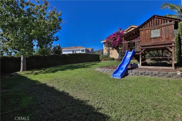 a view of a park with slide