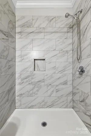 a bathroom with a bathtub