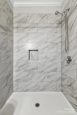 a bathroom with a bathtub