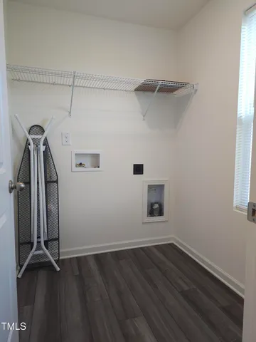 a view of a room with racks on the wall