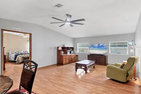 a living room with furniture