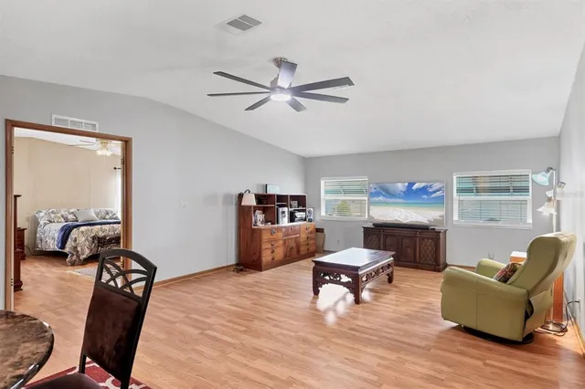 a living room with furniture