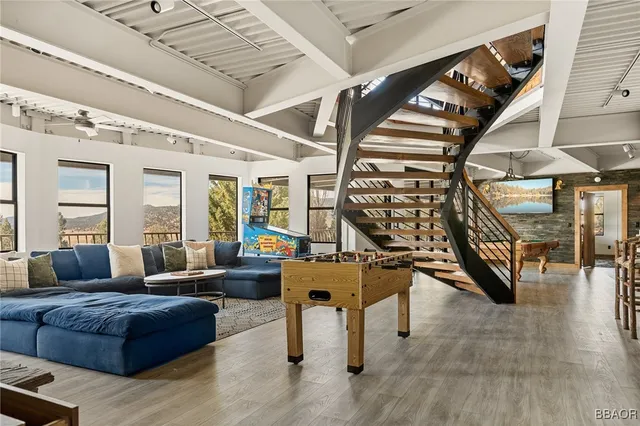 a living room with furniture