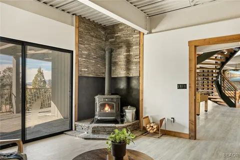 workspace with wooden floor and windows