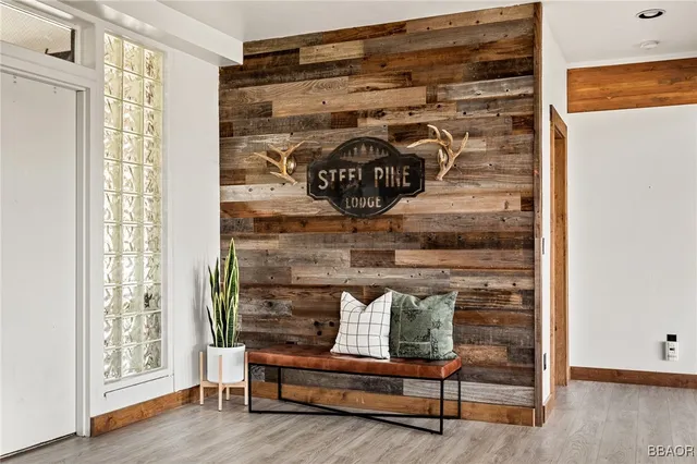 a view of entryway with wooden floor