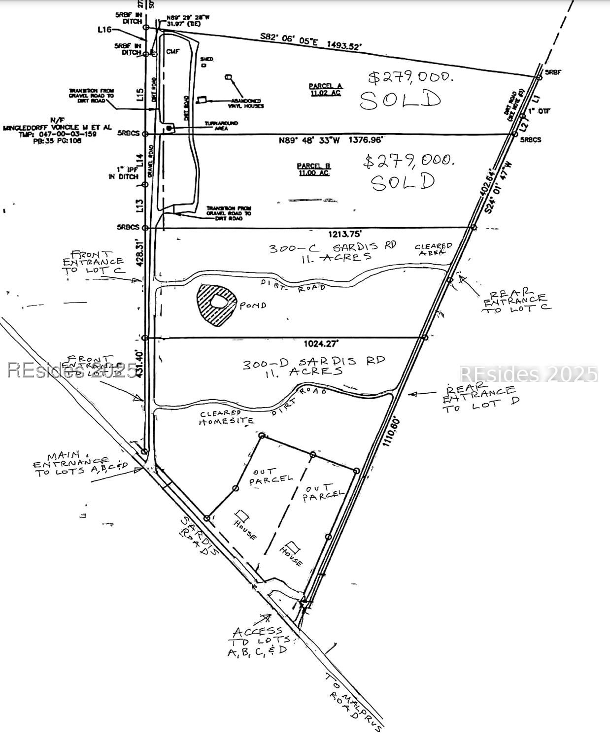 300 Sardis Road Ridgeland, SC 29936 - Photo 9 of 23 Plat shows parcel "C" 11 acres