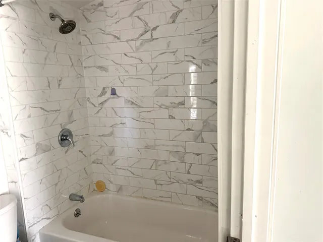 a bathroom with a bathtub