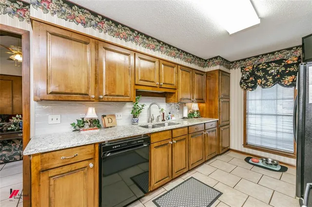 a kitchen with lots of counter top space