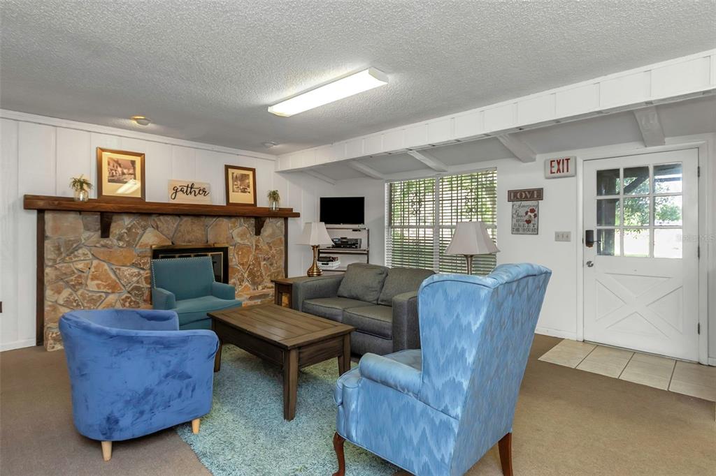 17515 Lakeshore Road Lutz, FL 33558 - Photo 30 of 61 a living room with furniture a flat screen tv and a fireplace