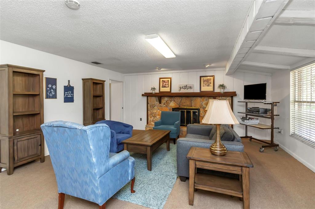 17515 Lakeshore Road Lutz, FL 33558 - Photo 35 of 61 a living room with furniture and a fireplace