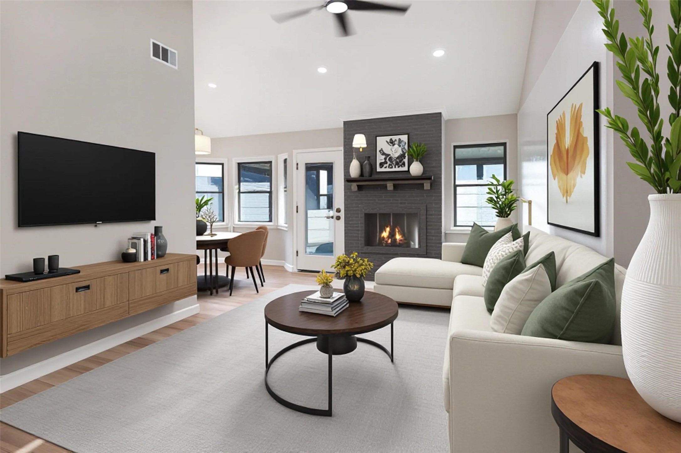 11822 South Perry Avenue Houston, TX 77071 - Photo 6 of 23 a living room with furniture a flat screen tv and a fireplace