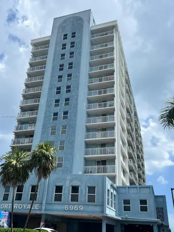 a front view of a multi story building