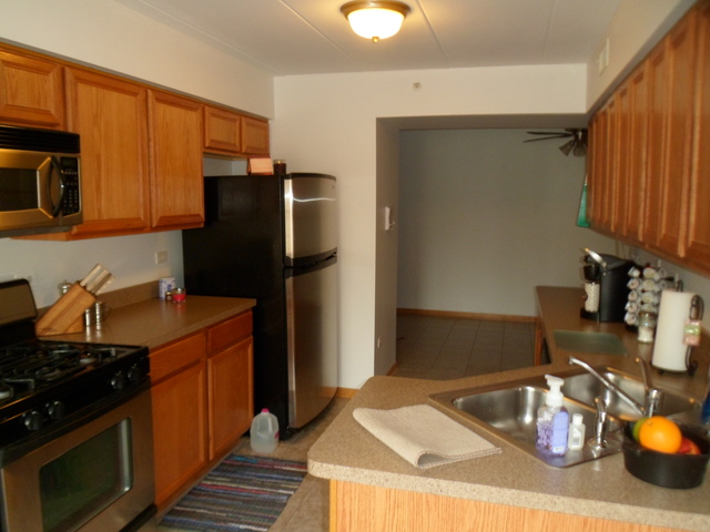 10538 SW Highway, Unit 203B Chicago Ridge, IL 60415 - Photo 7 of 14 a kitchen with a sink refrigerator and stove