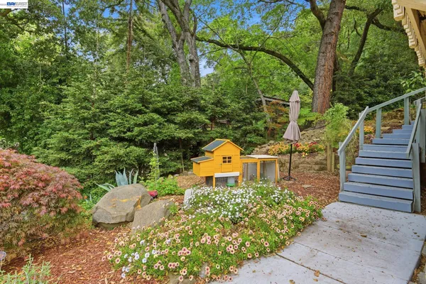 a view of a outdoor space and garden