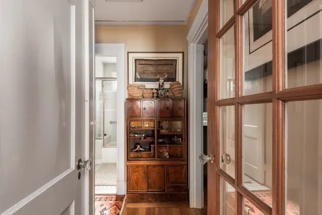 a view of a glass door with a glass door