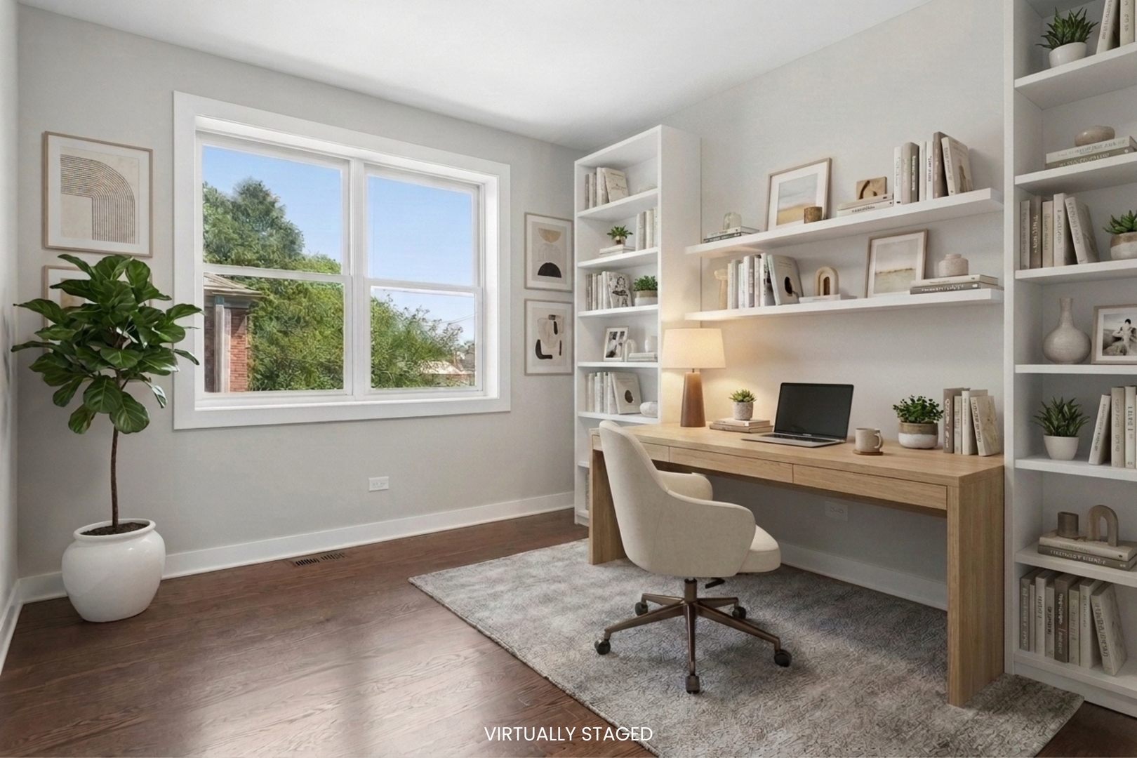 4845 North Keystone Avenue, Unit 2N Chicago, IL 60630 - Photo 16 of 21 a view of a workspace with furniture and a potted plant