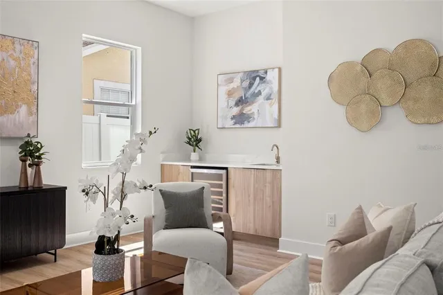 a living room with furniture