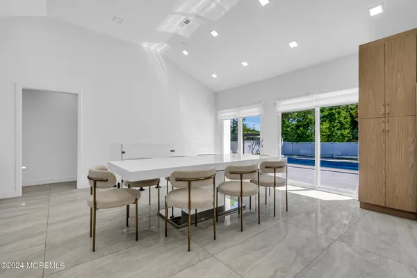 a table and chairs in a room