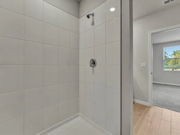 a bathroom with a shower