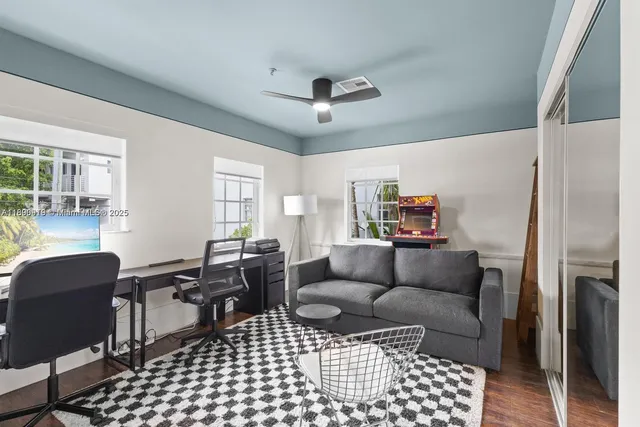 a living room with furniture