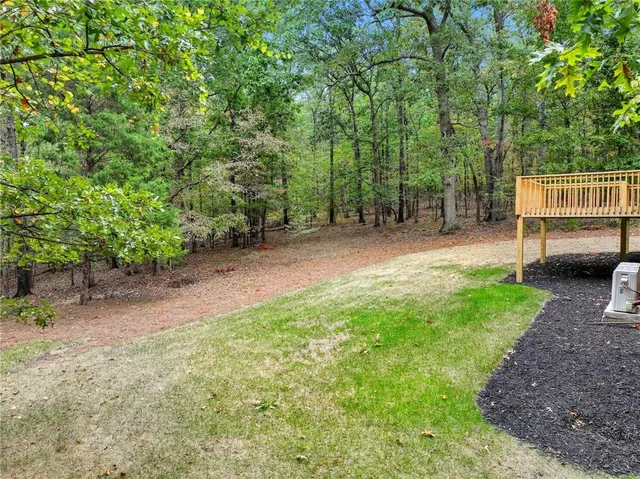 a view of a backyard with trees