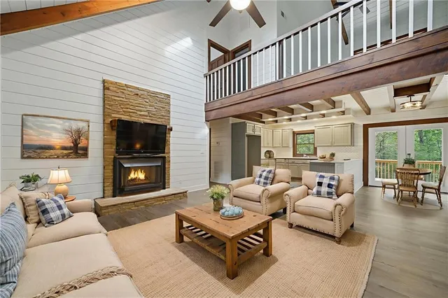 a living room with furniture